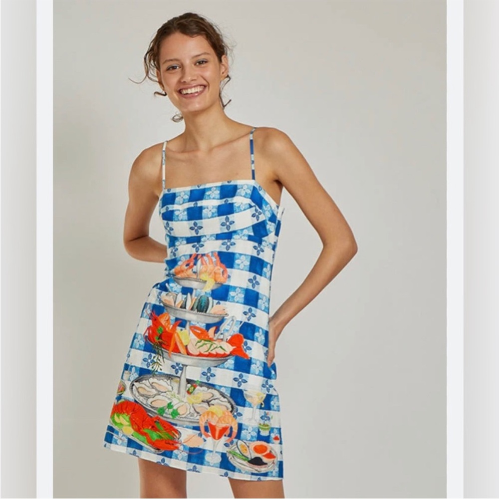 RARE Rachel Antonoff seafood tower Checkered Mini Dress